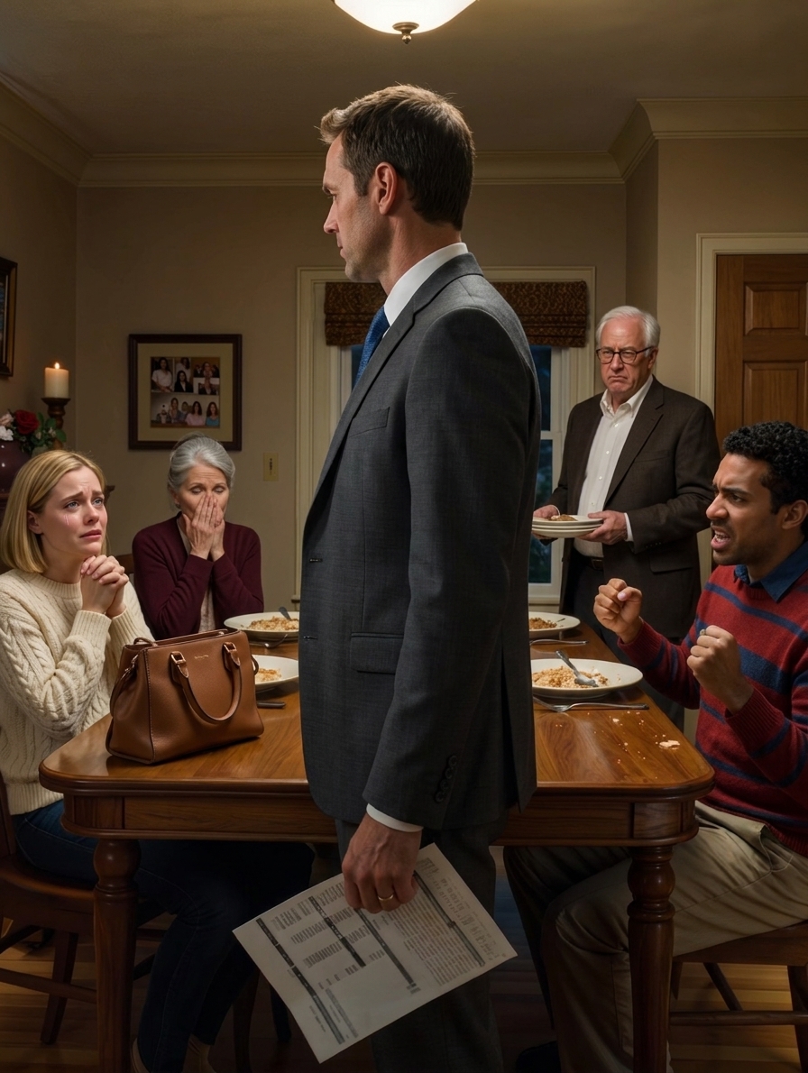 Toen mijn zus lachend zei: “Wij hadden het harder nodig dan jij,” nadat ze $14.000 van mijn rekening had gehaald, behandelde iedereen aan tafel mij alsof ik het probleem was – totdat ik mijn laptop opende, een uitgeprinte spreadsheet tussen de borden legde en de klop op de deur hun zelfvoldane familiebijeenkomst veranderde in iets waar niemand op voorbereid was.
