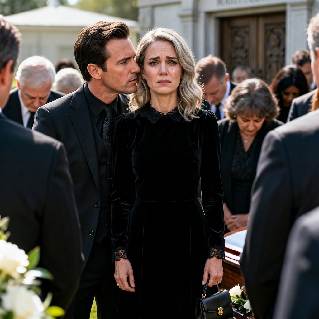 Tijdens de begrafenis van mijn vader fluisterde mijn man in mijn oor: ‘Ik heb het slot van het appartement van 30 miljoen dollar dat je geërfd hebt vervangen. Als je het niet bevalt, kunnen we scheiden.’ Ik barstte in lachen uit, want het appartement is…