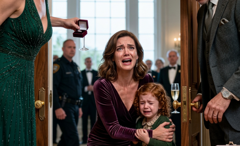 Ik stond als aan de grond genageld in de deuropening. ‘Dacht je echt dat je uitgenodigd was?’ zei ze, zonder te glimlachen. Mijn man keek op zijn horloge, niet naar mij. Het werd doodstil in de kamer. De hand van mijn dochter gleed in de mijne. Toen stapte ze naar voren en greep in haar zak…