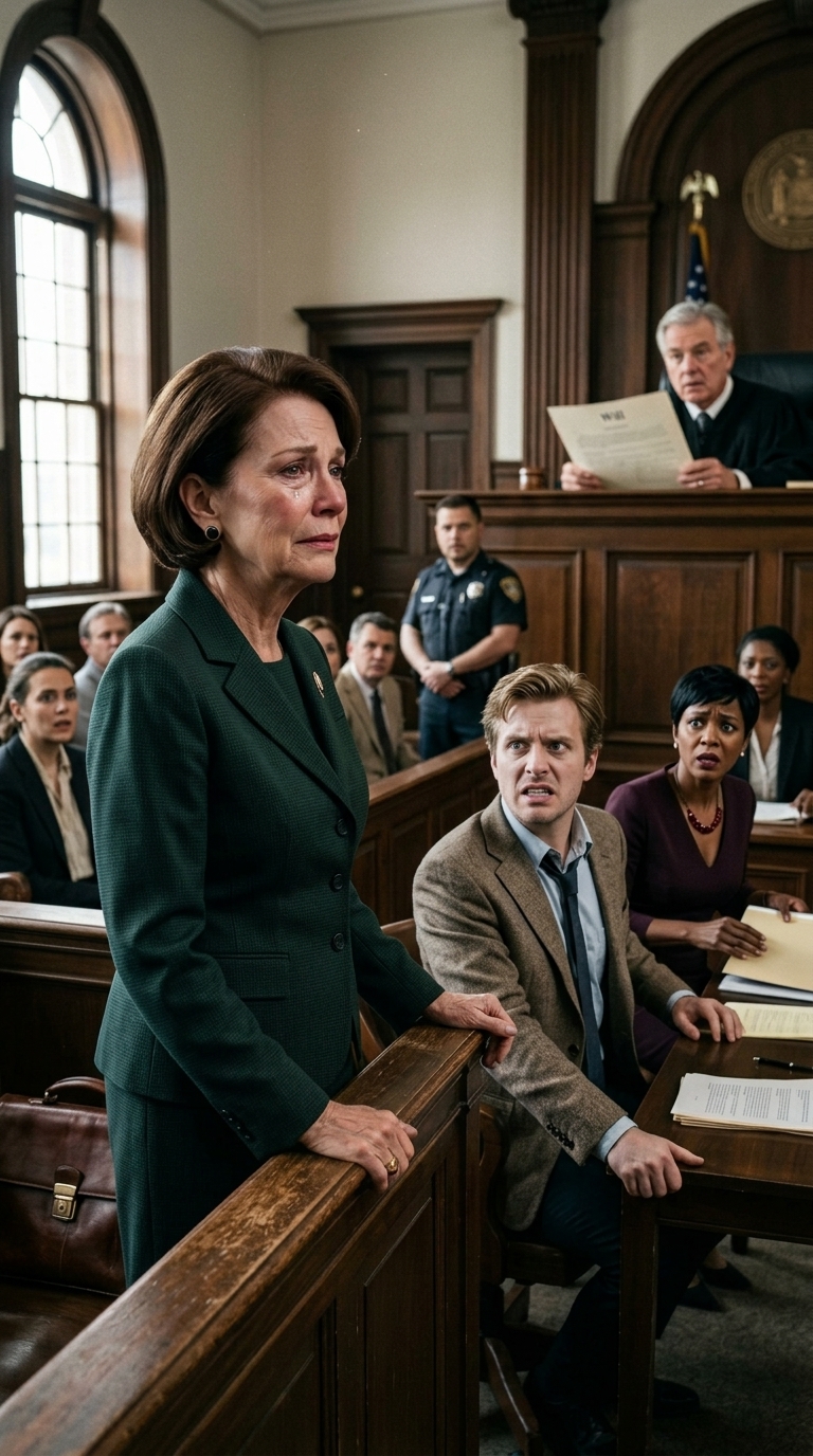 In de rechtszaal wees mijn eigen zoon naar me alsof ik een dief was en snauwde: ‘Deze oude vrouw verdient het niet – ze zal alleen maar verkwisten wat ze niet heeft verdiend,’ terwijl zijn advocaat glimlachte alsof het vonnis al vaststond. Ik ben 72, zes maanden weduwe, en ze hadden me voor de rechter gesleept om me onbekwaam te verklaren, zodat ze alles konden afpakken wat mijn man Arthur had achtergelaten