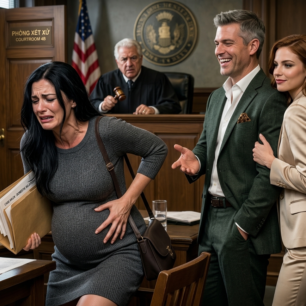 8 months pregnant, I entered court expecting only a painful divorce. Instead, my CEO husband and his mistress mocked and assaulted me openly—until the judge met my eyes. His voice trembled as he ordered the courtroom sealed, and everything suddenly changed.