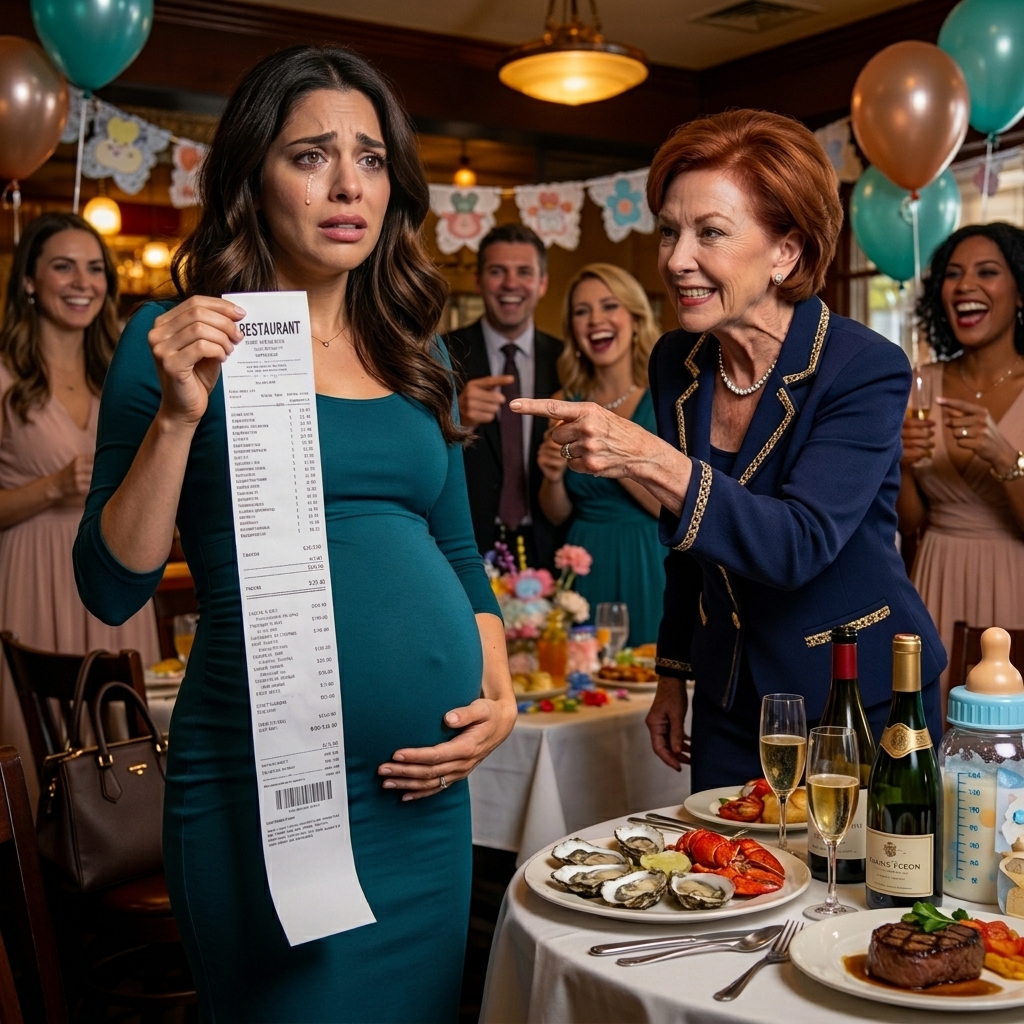 Een momentje… – Mijn moeder bespotte me op mijn babyshowerfeestje toen ik aankwam, en ze gaf me een hoge rekening en zei dat…