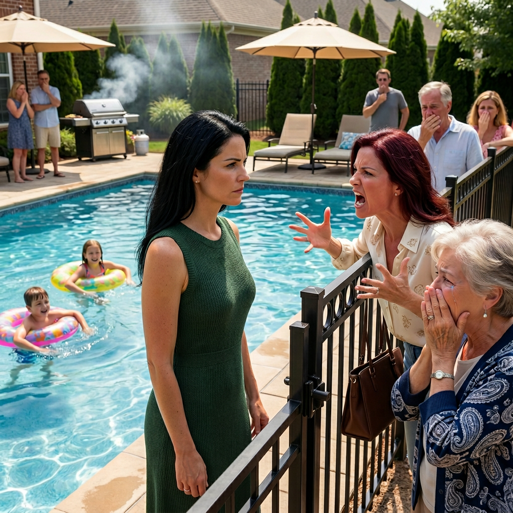 Een momentje… – Mijn schoonzus wilde mijn kinderen niet in de buurt van het familiezwembad laten, dus hebben we ons eigen plan gemaakt….