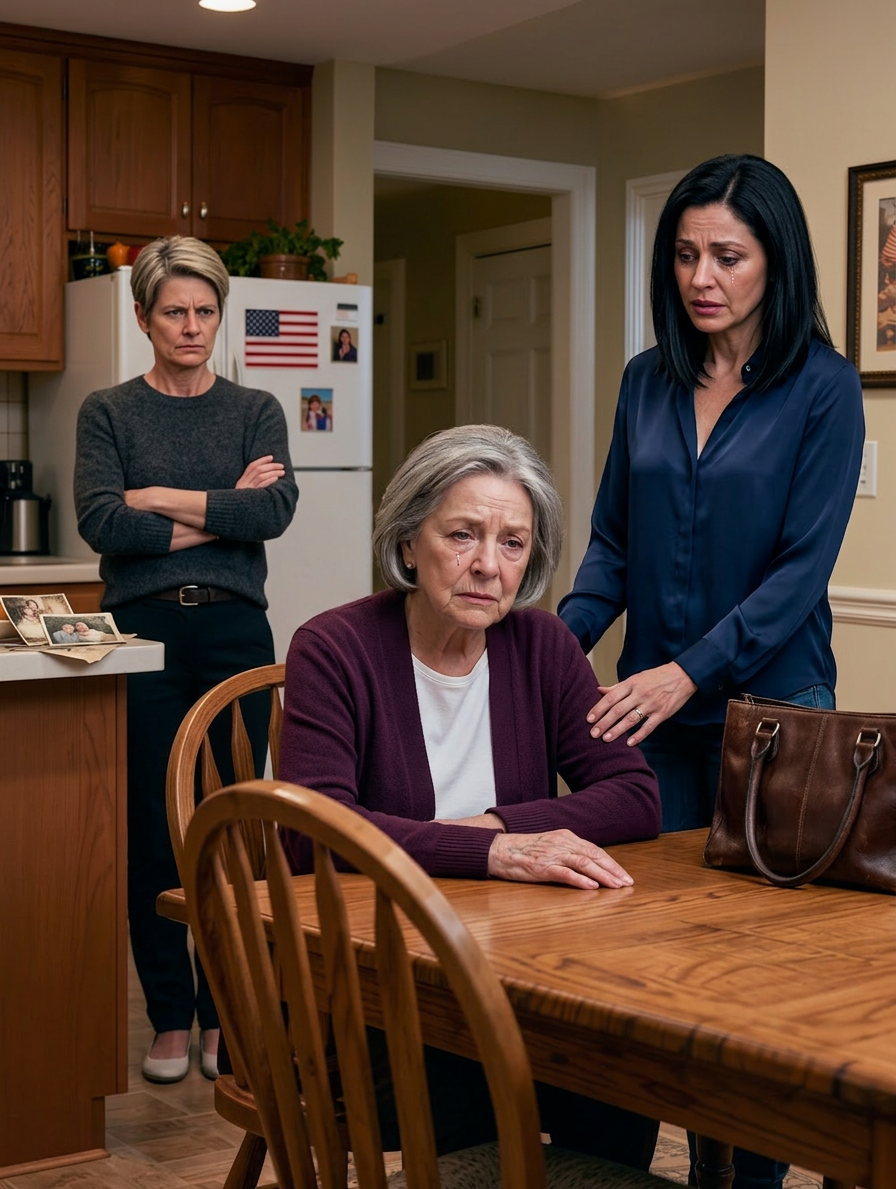 Mijn dochter zag me in het donker zitten en vroeg zachtjes: ‘Mam, waarom is er niets te eten in de keuken? Je krijgt toch 10.000 dollar per maand?’ Mijn schoondochter kwam naar buiten en zei droogjes: ‘Ik bepaal elke dollar die ze krijgt.’ Mijn dochter deed langzaam haar oorbellen af, keek haar recht in de ogen en zei: ‘Vanaf vandaag is die controle voorbij.’