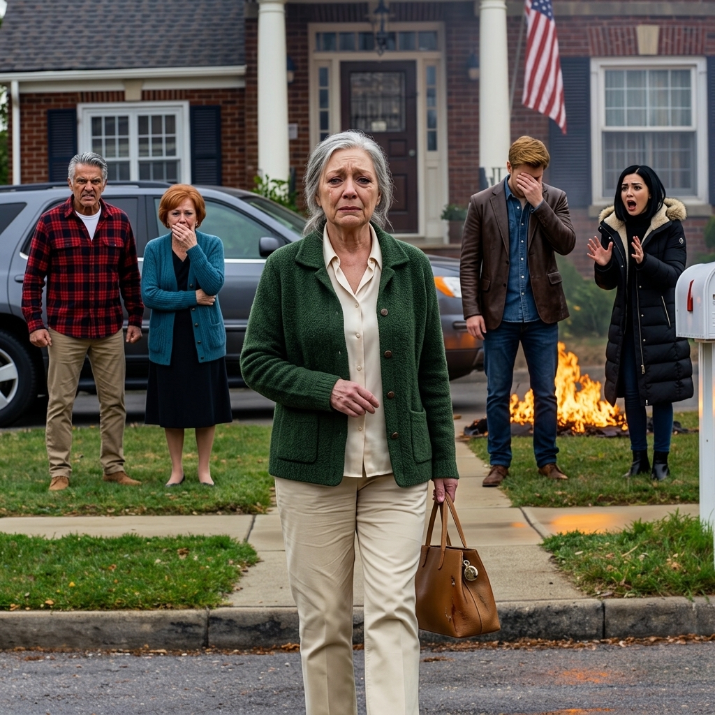 Ik ontwaakte na een coma van zes maanden. Mijn zoon zei: “Mam, ik heb je huis aan mijn schoonouders gegeven. We dachten dat je het niet zou redden.” Zijn vrouw voegde eraan toe: “Je zult ergens anders moeten gaan wonen.” Ik ben stilletjes vertrokken. Drie uur later, toen ze terugkwamen, waren de sloten vervangen en stonden al hun bezittingen in brand op het gazon voor het huis…