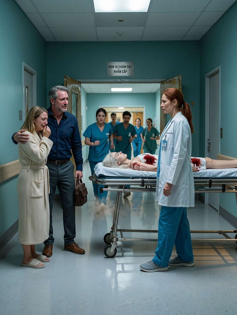 “She’s all we have,” my father said outside the operating room—never knowing the surgeon in the white coat was the daughter he erased five years ago after my sister lied that I’d dropped out of medical school. They blocked my number, returned my letters unopened, and missed my wedding. Then my sister came into my trauma bay bleeding out, and my mother looked up, read the name on my badge, and went still.