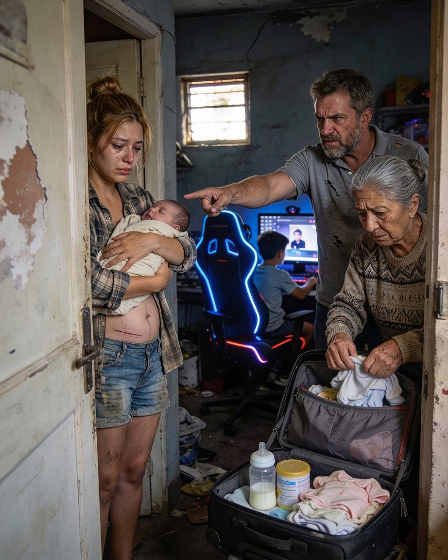 ZE HEBBEN JE TWEE DAGEN NA JE KEIZERSNEDE ERUIT GEGOOID… ZODAT JE KLEINE BROERTJE IN JE KAMER KON STREAMEN. VERVOLGENS HEEFT JE POST ZIJN CARRIÈRE IN ÉÉN NACHT VERNIETIGD.