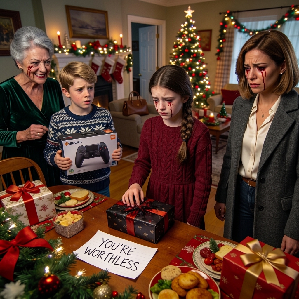 Een momentje… – Op eerste kerstdag overhandigde mijn moeder het kind van mijn zus de nieuwste gameconsole. Mijn dochter kreeg niets anders dan…