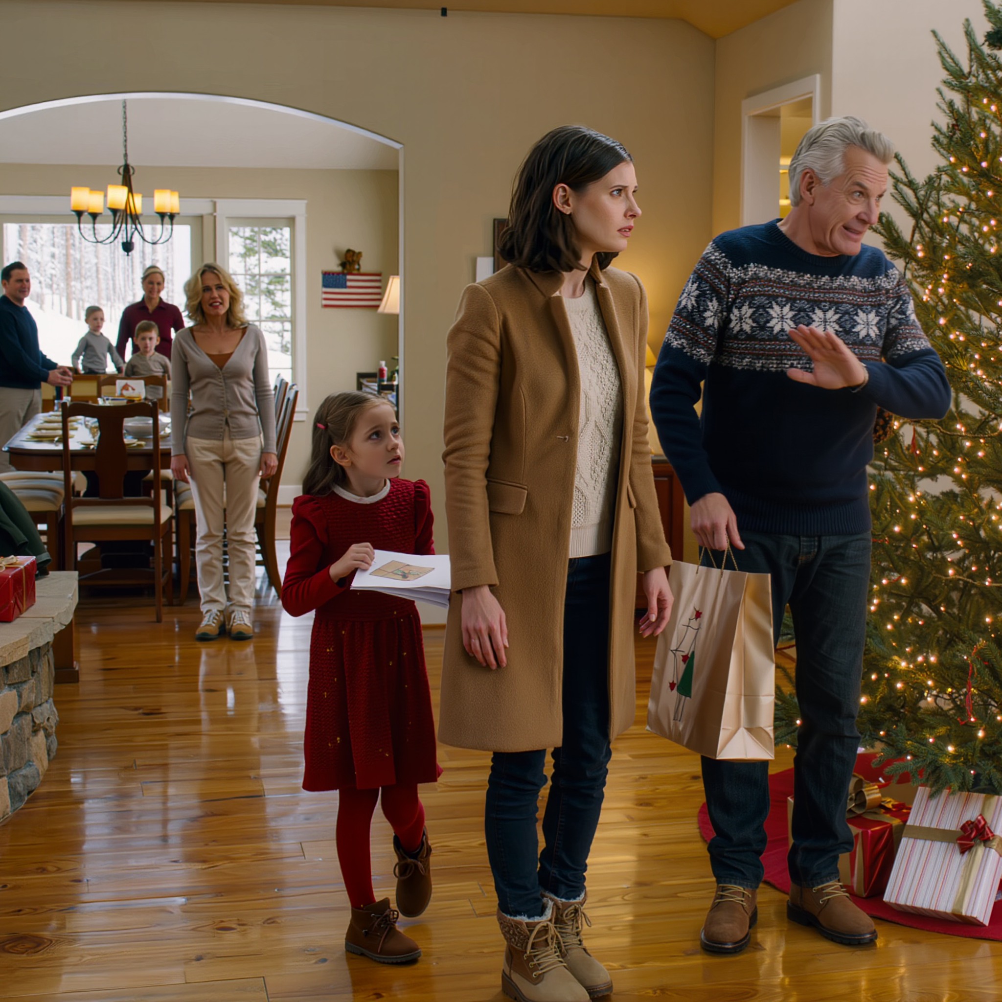 Tijdens het kerstdiner deelde mijn vader 37 cadeaus uit, maar vertelde mijn dochter vervolgens dat ze niet op de lijst stond. Ik zei alleen maar: “Oké. Tot ziens.” Minuten later belde iemand met de vraag: “Kunt u de annulering bevestigen?”