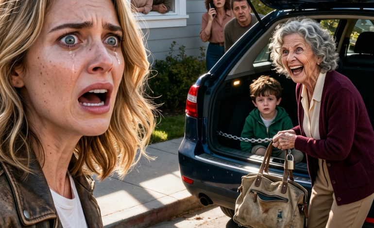 Mijn moeder sloeg mijn zoon en sloot hem op in de kofferbak van haar auto. “Je blijft uit het zicht”, zei ze.