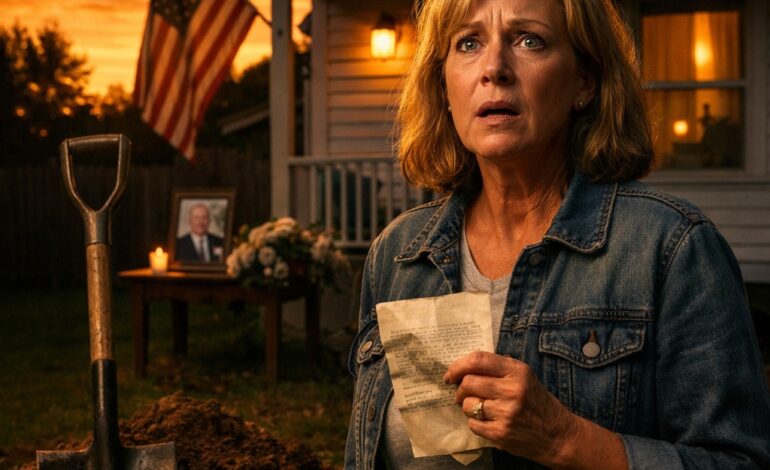 Mijn bejaarde buurman is overleden — na zijn begrafenis ontving ik een brief van hem waarin stond: “Je moet het geheim in mijn tuin opgraven dat ik al 40 jaar voor je verborgen houd. Je verdient het om de waarheid te weten.”