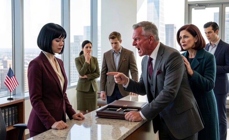 Mijn familie heeft me jarenlang verstoten, maar toen kwamen ze mijn advocatenkantoor in het centrum van Minneapolis binnen alsof ze de eigenaar waren – mijn vader smeet een map op de balie voor de wachtende cliënten en zei: “Maak me vandaag nog managing partner, anders bel ik de eigenaar van het pand en laat ik dit kantoor sluiten.” Mijn moeder glimlachte, en ik zei tegen hem: “Zet hem dan maar op de luidspreker.”