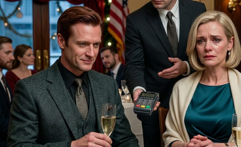 Mijn schoonfamilie lachte toen mijn man met kerst van me scheidde. De ober zag mijn kaartje en alles veranderde