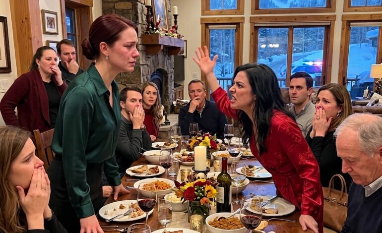 Tijdens het Thanksgiving-diner schreeuwde mijn zus tegen me: “Waarom verpest je de esthetiek van mijn skihut van $ 3,5 miljoen?” Ik glimlachte en zei: “Jij…