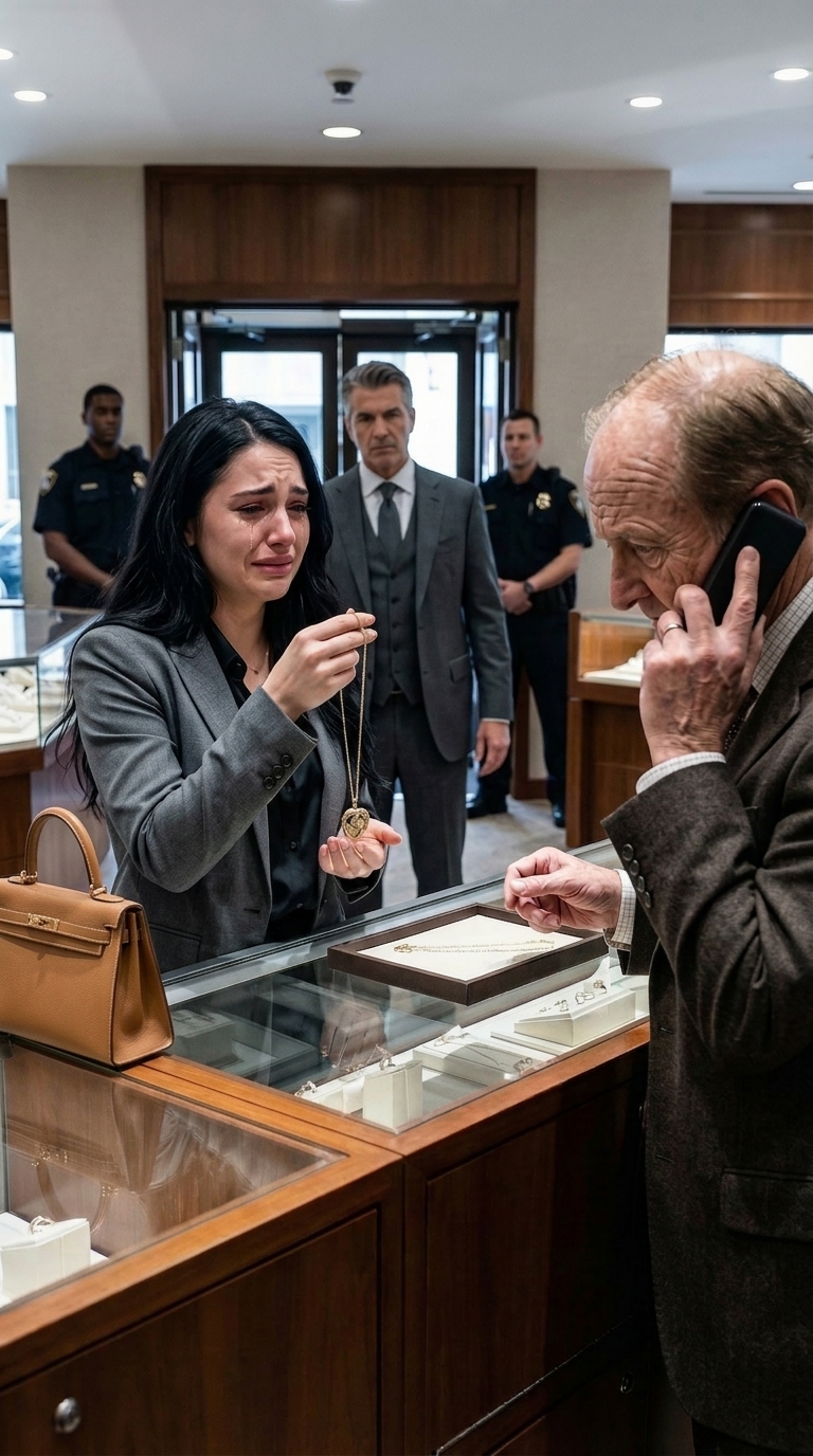 After the divorce, I walked out with nothing but a cracked phone and my mother’s old necklace—my last chance to pay rent. The jeweler barely glanced at it… then his hands froze. His face drained white. “Where did you get this?” he whispered. “It’s my mom’s,” I said. He stumbled back and choked out, “Miss… the master has been searching for you for twenty years.” And then the back door opened.