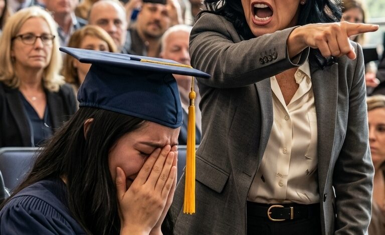 The moment my name was called, my aunt tried to destroy me in front of thousands: “She shouldn’t be up there—I have proof!” I didn’t run, didn’t argue—I walked across the stage, accepted my degree, and whispered into the dean’s ear. What happened next wasn’t a scandal about me… it was the beginning of the school’s nightmare.