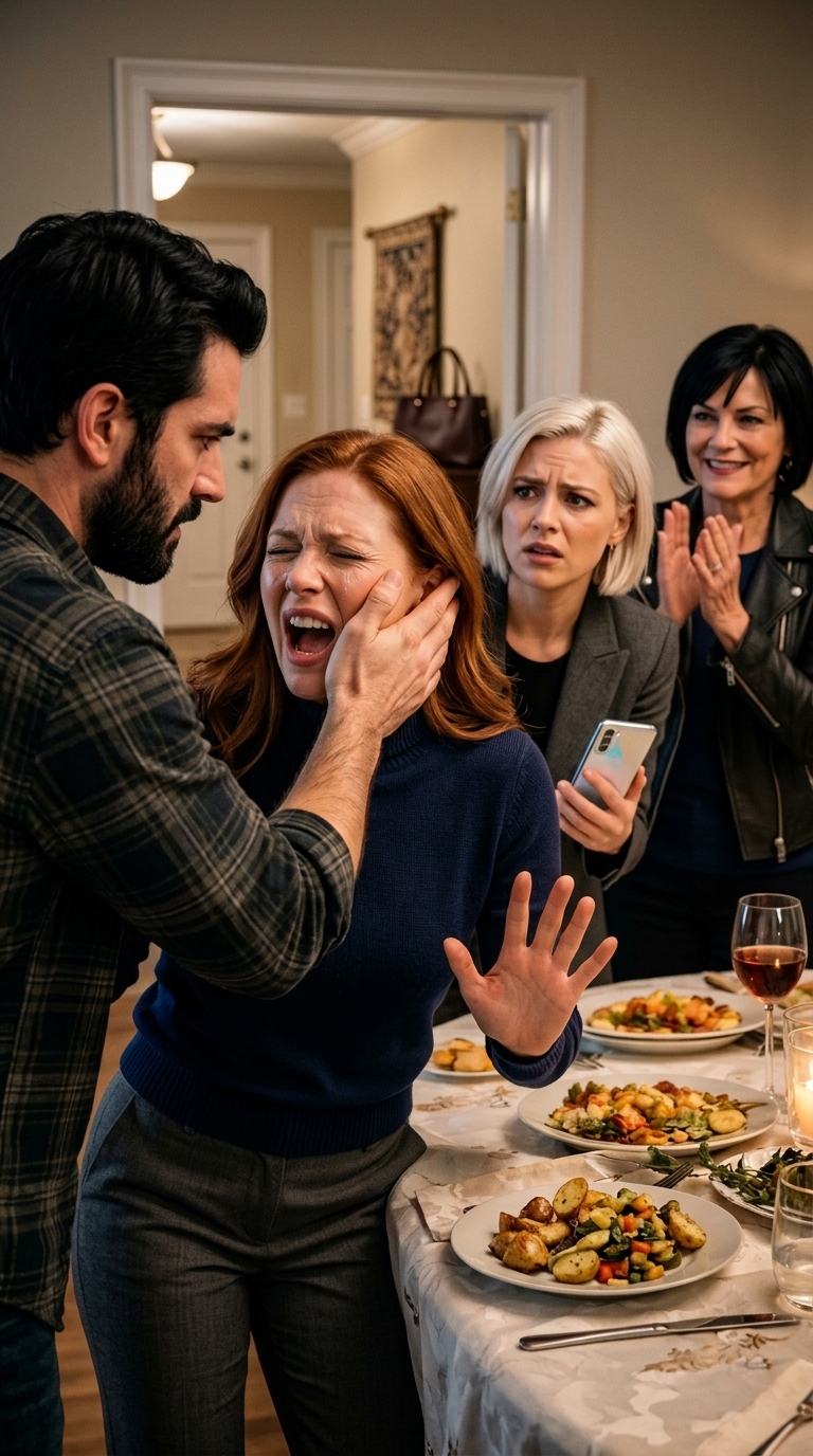 He slapped my daughter at the table, and his mother clapped, smiling: “That’s how women learn.” I didn’t argue, I didn’t beg—I only reached for my phone and dialed. By the time the knock came at the door, their little “family rule” was about to meet the real world.