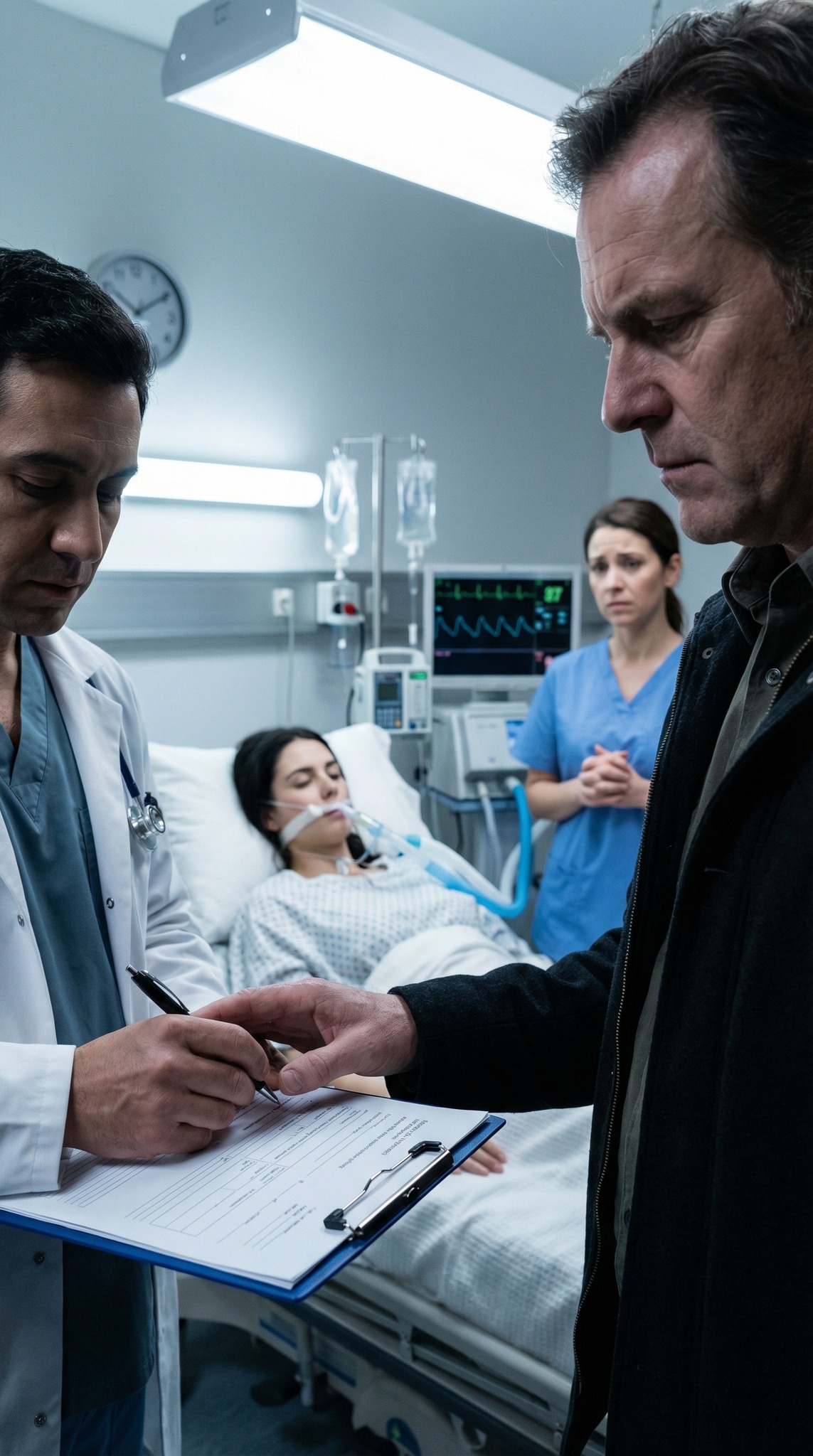 I was still half-dead when I heard my father say it—clear as a gunshot in the ICU: “Let her go. We’re not paying for the surgery.” The doctor hesitated. My monitor kept beeping like it was begging for mercy. Then Dad leaned in and added, “Sign the DNR.” I couldn’t move. I couldn’t speak. But when my eyes finally opened… I didn’t scream. I planned. And what I did next ruined him overnight.