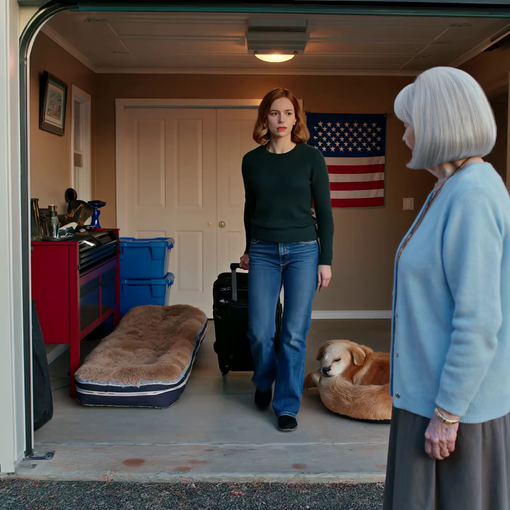 Op de dag dat mijn man overleed, zette mijn schoondochter mijn koffers in de garage – zich totaal niet bewust van de 19 miljoen dollar en de villa die hij me had nagelaten. Die avond zei ze: “Vanaf nu slaap je in de garage.” Pal ernaast stond het bed voor haar verwende hond. Ik glimlachte en antwoordde zachtjes: “Goed dan” – want ze had geen idee dat ik op het punt stond de regels te herschrijven. Tegen de tijd dat ze het besefte… was alles al veranderd.