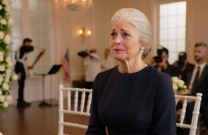 At my son’s luxury wedding, they put me in row 14 right beside the service area. The bride leaned in and whispered, ‘Please… don’t make us look bad today.’ Then a man in a black suit sat next to me and murmured, ‘Let’s pretend we came together.’ When my son looked down and saw us, his face went pale.