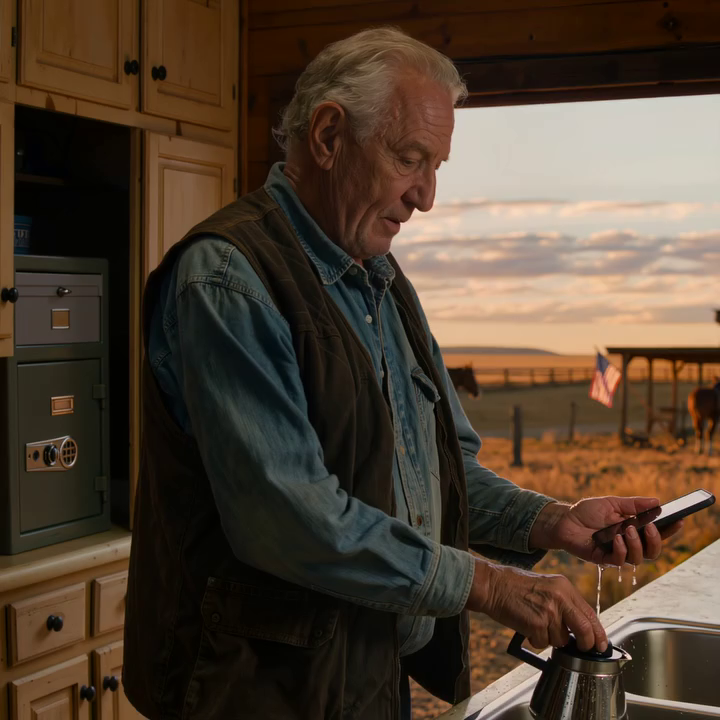 Mijn dochter lachte via de speakertelefoon: “Pap, de ranch in Montana sluit vrijdag, je hoeft alleen nog maar te tekenen.” Mijn zoon was me al aan het pushen om naar een bejaardentehuis te gaan, maar toen ik bij het keukenraam stond en naar de noordelijke weide keek en zei: “Je vergeet één ding,” werd het doodstil, want die avond was er één detail dat ze allebei dachten allang te hebben vergeten.