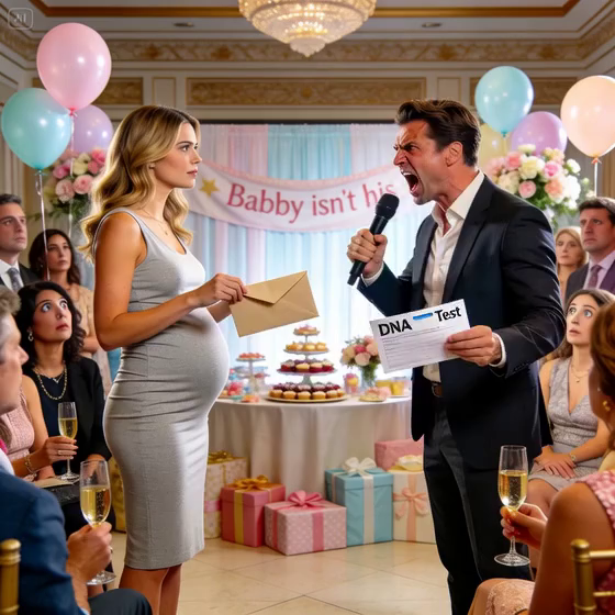 Een momentje… – Tijdens onze babyshower pakte mijn man plotseling de microfoon en zei: “Iedereen, ik heb nog een belangrijke mededeling.” Toen hield…