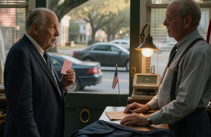 Ik ging de jas van mijn schoonzoon ophalen bij de vertrouwde kleermaker in Savannah. De oude kleermaker deed de deur op slot en fluisterde: “Haal de kinderen vanavond naar buiten.” Toen hij een briefje tevoorschijn haalde dat in de jaszak verstopt zat, begreep ik eindelijk dat er in mijn familie al veel langer iets mis was dan ik wist.