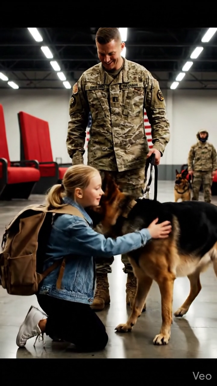 De tienjarige dochter van een Navy SEAL liep in haar eentje een veiling van afgedankte militaire honden binnen, noemde de naam van haar vader, en alle honden in de zaal stopten met bewegen. De kopers dachten dat ze er waren om te bieden op oude werkhonden. Ze beseften niet dat een van die honden al die tijd op die familie had gewacht.