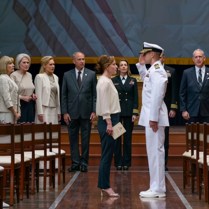 Jarenlang behandelden mijn ouders me alsof ik er niet meer toe deed — maar tijdens de marineceremonie van mijn zus keek haar commandant me recht aan, zei ‘Mevrouw’ en bracht een militaire groet.