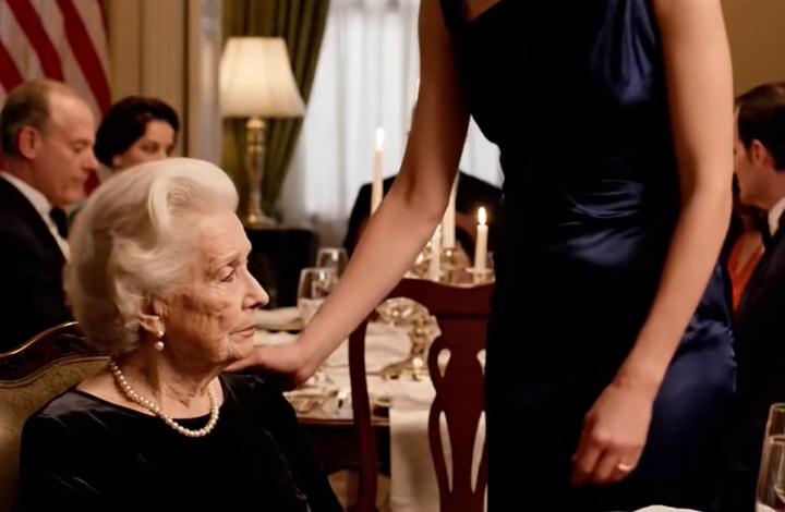 Tijdens het familiediner belde mijn schoondochter de beveiliging: “Haal die arme sloeber van tafel!” Ze had geen idee dat ik eigenaar was van het bedrijf waar ze werkte. De volgende dag heb ik haar gedegradeerd tot afwasser. Die feeks kreeg wat ze verdiende!