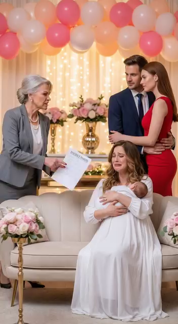 At my luxury baby shower—eight months pregnant, forty guests smiling—Victoria Ashford pressed an envelope into my hands. “Open it, Clare.” Divorce papers. Signed by Bradley. She leaned in, voice like ice: “You were never our class. He’s found someone… worthy.” My stomach tightened. The room blurred. Someone screamed. In the ambulance, I whispered to my unborn child, “They think I’m powerless.” I smiled through the pain—because they had no idea what I owned… and what I was about to take back.