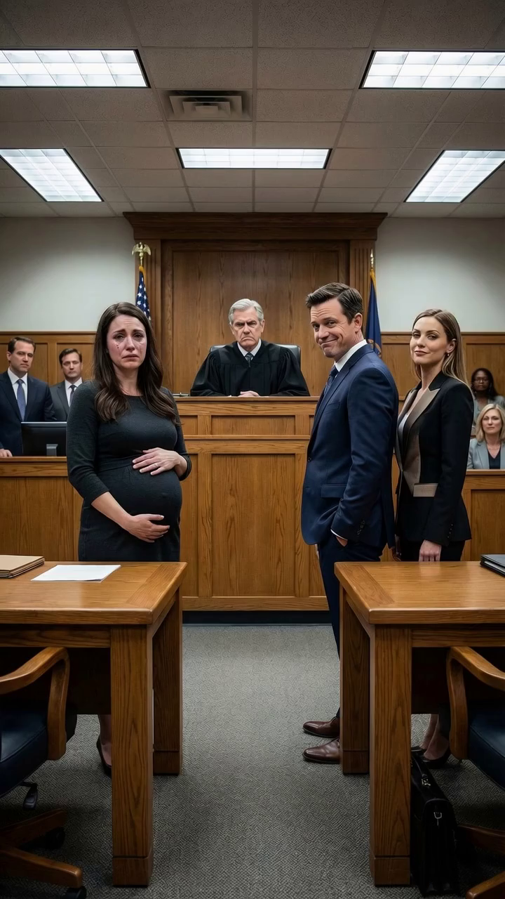 I was six months pregnant when I heard my husband’s mistress whisper, ‘Kick her hard in the belly… and we’ll tell the judge she fell.’ I should have run. Instead, I stayed just long enough to hear his answer—and that was the moment my marriage died. They thought I was weak, unstable, easy to erase. But neither of them knew one thing that would change everything in court… I was six months pregnant when I heard the sentence that changed everything.