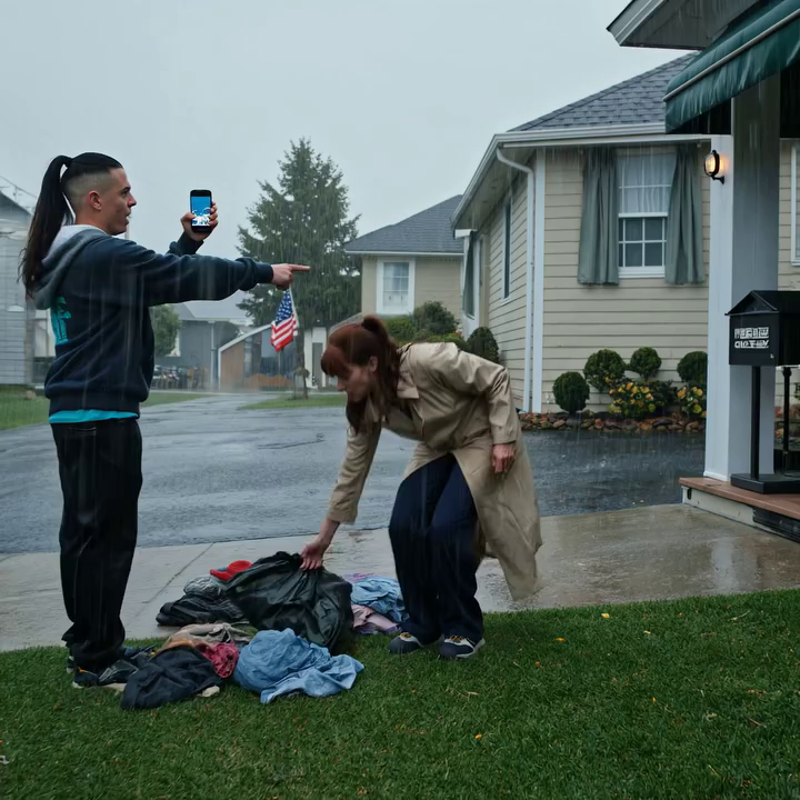 “GET OUT NOW, OR I’M CALLING THE AUTHORITIES!” my daughter screamed on a stormy afternoon, then tossed my clothes out into the rain. My son-in-law, always on her side, casually filmed everything with a smug smirk. I calmly gathered my belongings and smiled. “No problem.” A few hours later, someone finally knocked on the door—but they weren’t there for me. They were there to deal with the people who had moved into my home without permission…