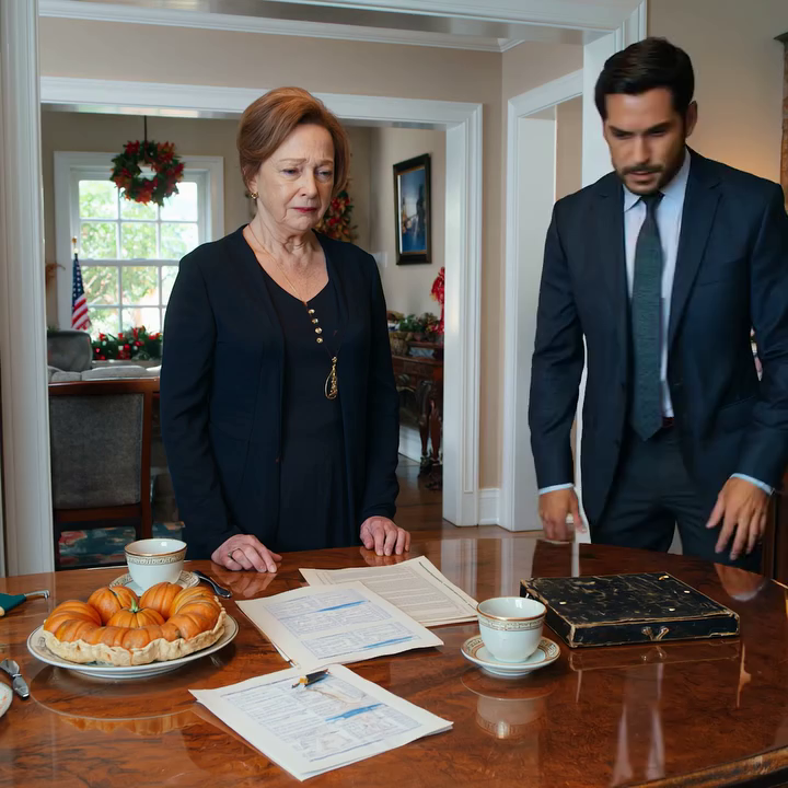 Mijn zoon keek me aan en zei: “Ik denk niet dat je dit jaar met Thanksgiving moet komen.” Ik zei niets. De volgende ochtend, toen mijn zwager de documenten op tafel zag liggen, verstijfde hij. De hele kamer werd stil toen iedereen zich begon te realiseren dat ze de verkeerde persoon hadden weggestuurd.