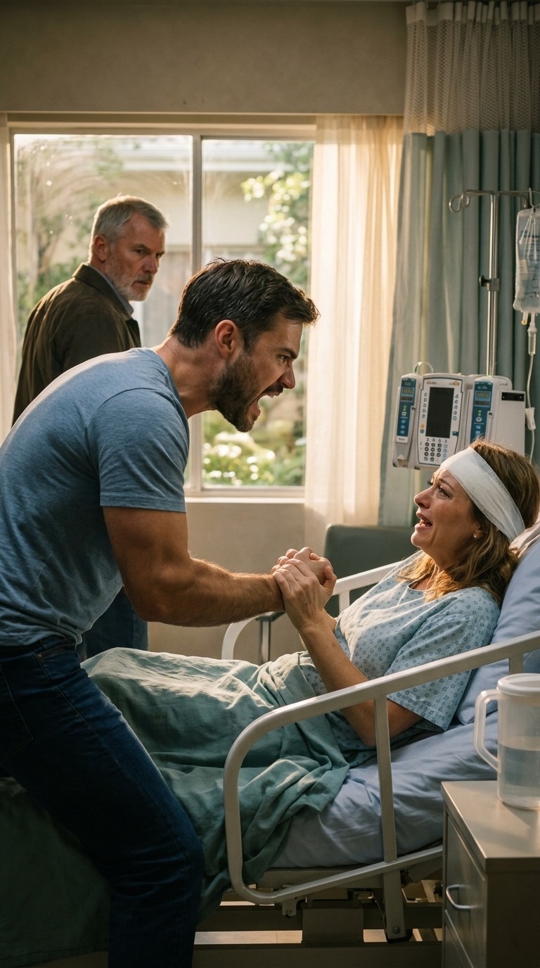 “After getting hit by a car, I was hospitalized with serious injuries. A few hours later, my husband stormed in and shouted, ‘Stop the drama! Get up and cook for my mom’s birthday.’ I stayed quiet, but he dragged me out of bed, saying he wouldn’t waste money on my ‘dramas.’ Then the door opened and my husband started shaking because of who walked in…” – Royals