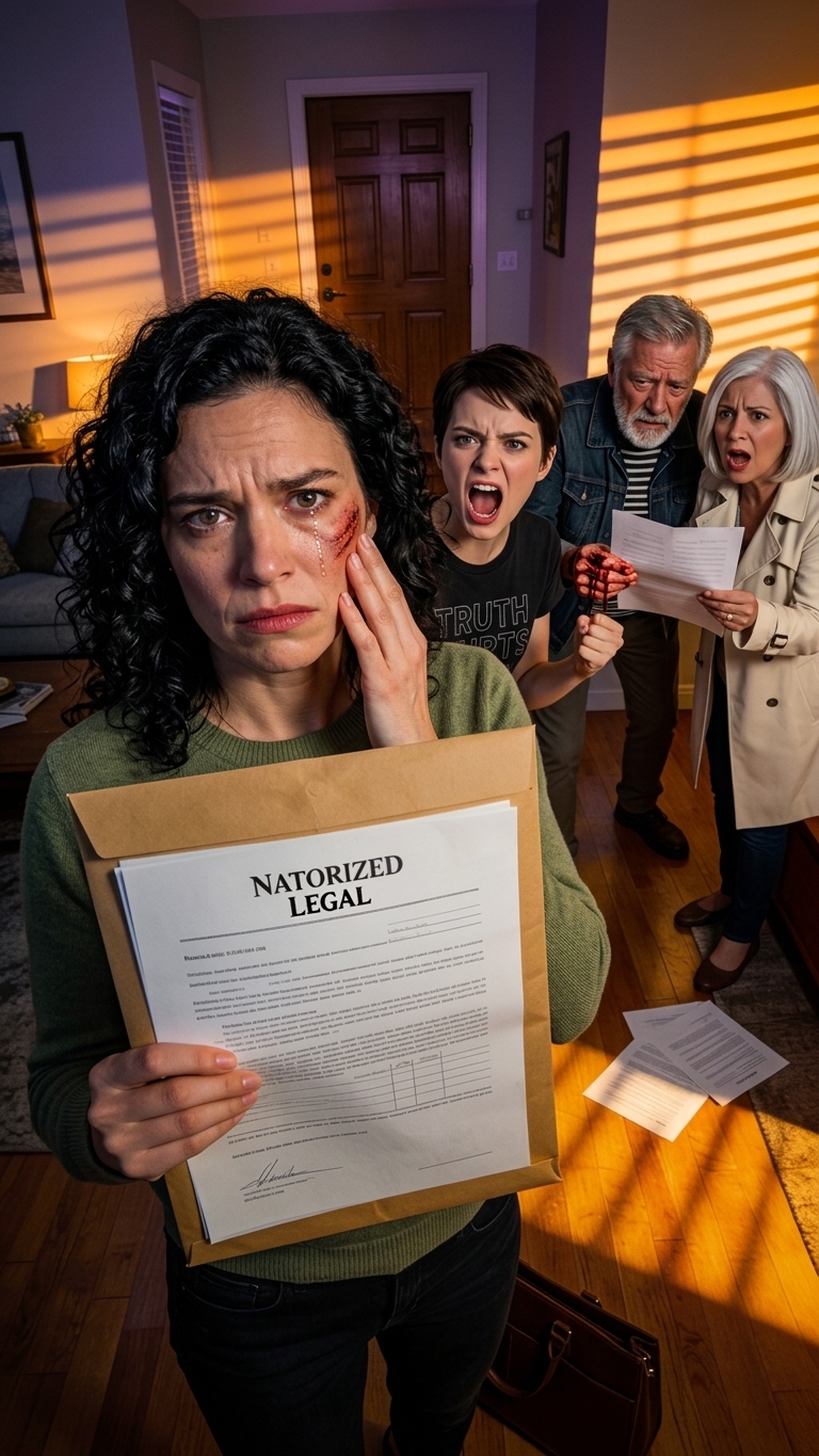 My sister slapped me and screamed, “I’ll crush your arrogance—you’re giving that house to me!” My parents backed her up and demanded I transfer my new home to her, but I refused. Then I pulled out one crucial document—and as they read it, their faces turned ghost-white, because that house… – Royals