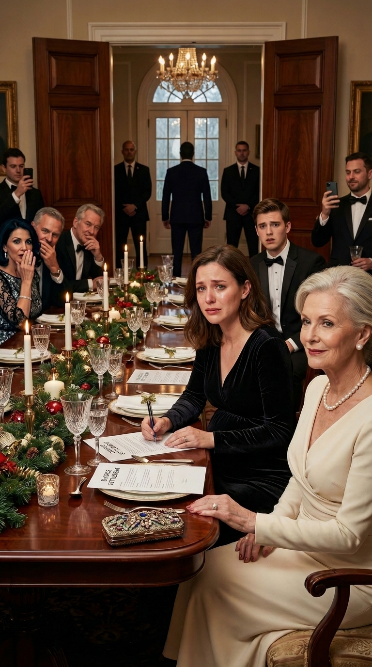 Op het kerstfeest van mijn rijke schoonfamilie glimlachte mijn schoonmoeder…