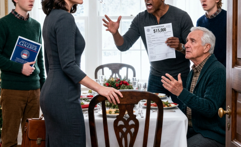 “Cover My Son’s College,” My Brother Ordered, Handing Me A $15,000 Bill: “Dorms, Laptop, Meal Plan.” I Said, “Not Happening.” Days Later, I Heard Him Tell Dad: “Don’t Worry — After Christmas Dinner, He’ll Pay.” Dad Nodded: “That’s His Role.” So I Changed The Plans. On Dec 25, They Went Crazy When They Found Out…