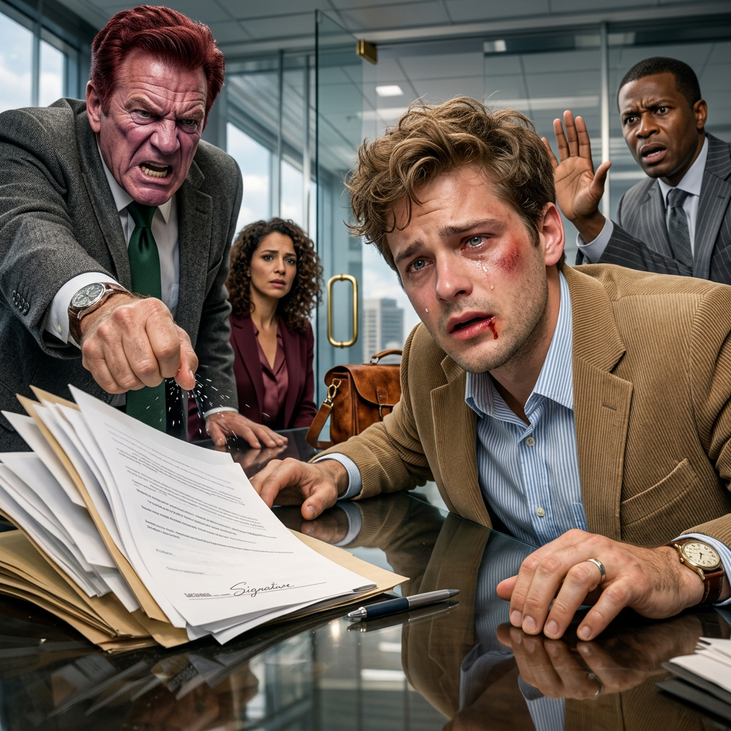 De kamer werd doodstil toen mijn vader de map naar me toe duwde en gromde: “Teken de erfenis van 9,8 miljoen dollar over aan je zus.” Ik zei nee. Mijn moeders klap kwam hard aan. “Je hebt geen keus!” schreeuwde ze. De advocaat verstijfde plotseling. “Weet je wie er eigenlijk—” snauwde mijn vader, “Weet wat?!” Mijn hart bonkte in mijn keel. Want op dat moment stond de waarheid die ze jarenlang hadden verborgen op het punt aan het licht te komen.