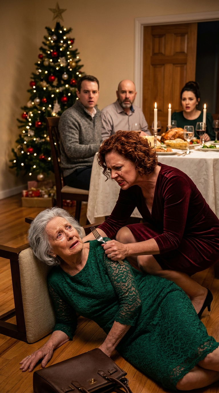I spent the entire day cooking Christmas dinner for the family. When I finally sat down in the chair beside my husband, his daughter shoved me and snarled, “That seat belongs to my mother.” I swallowed the pain and waited for my husband to defend me—but he only told me not to sit there again. Everyone else kept eating, pretending nothing had happened. I had given my youth, my effort, my whole life to this family. And in that moment, one truth became perfectly clear: it was time they learned who I really was. – Royals