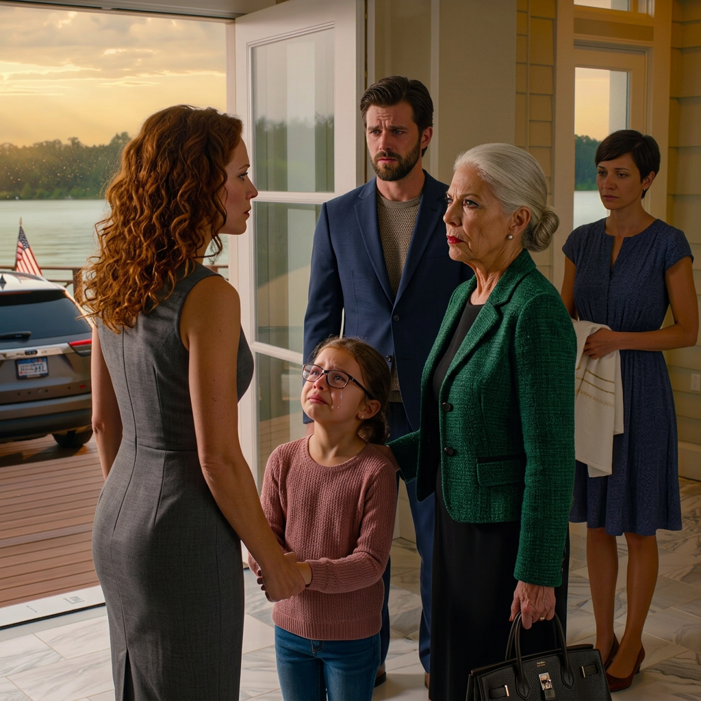 My mother-in-law told my 7-year-old she wasn’t “photo-worthy” for the annual lake-house weekend, and my daughter heard it all. I didn’t argue or beg—I quietly took her hand, packed our bags, and walked out. Then I revealed the one detail she never expected: the lake house wasn’t hers anymore. A contract, a missed payment, and one cruel moment triggered consequences she signed for years ago.