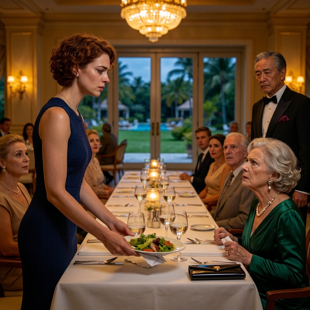 I put salad on the table. My MIL said, “The help doesn’t eat with family,” in front of everyone. I looked her in the eye and said… I own this entire resort at her luxury hotel. I own this entire resort.