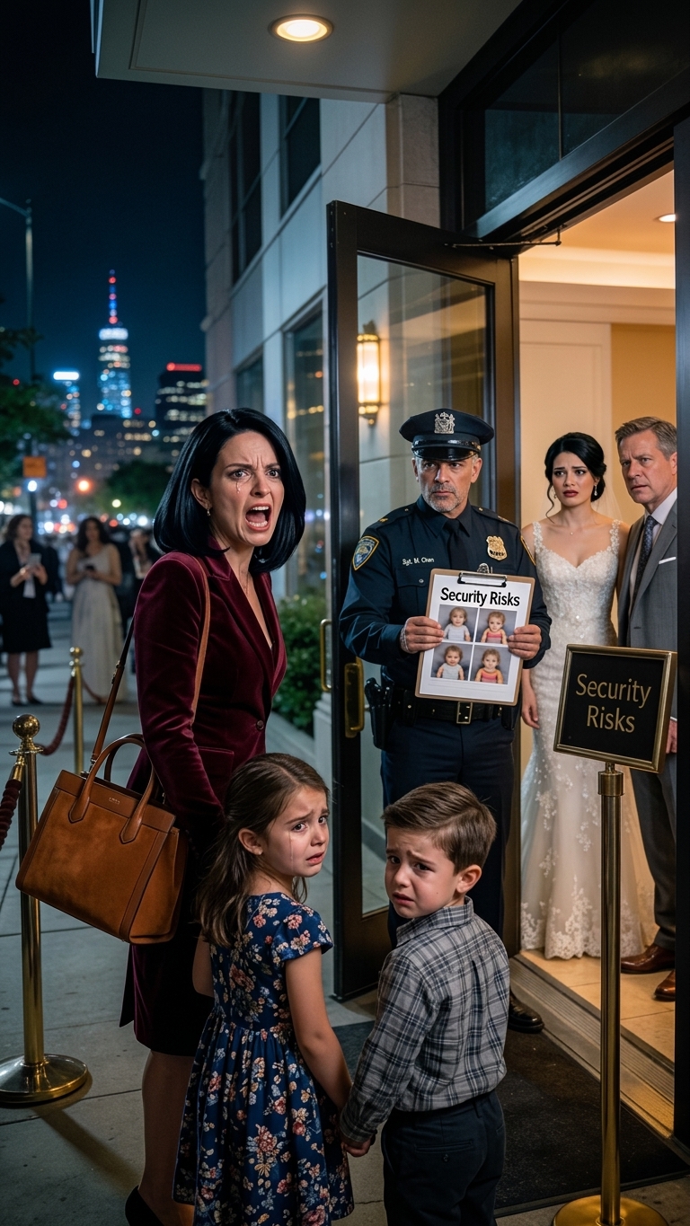 After I paid $75,000 for the wedding, my Stepsister posted a guard with photos of my Children: “Security risks.” I turned around and left. Ten minutes later, her new Father-in-law called me directly: “The wedding is shut down,” he said coldly. “She’s on her way to your house to scream. Do not open the door.” I heard a smash AND THEN I…