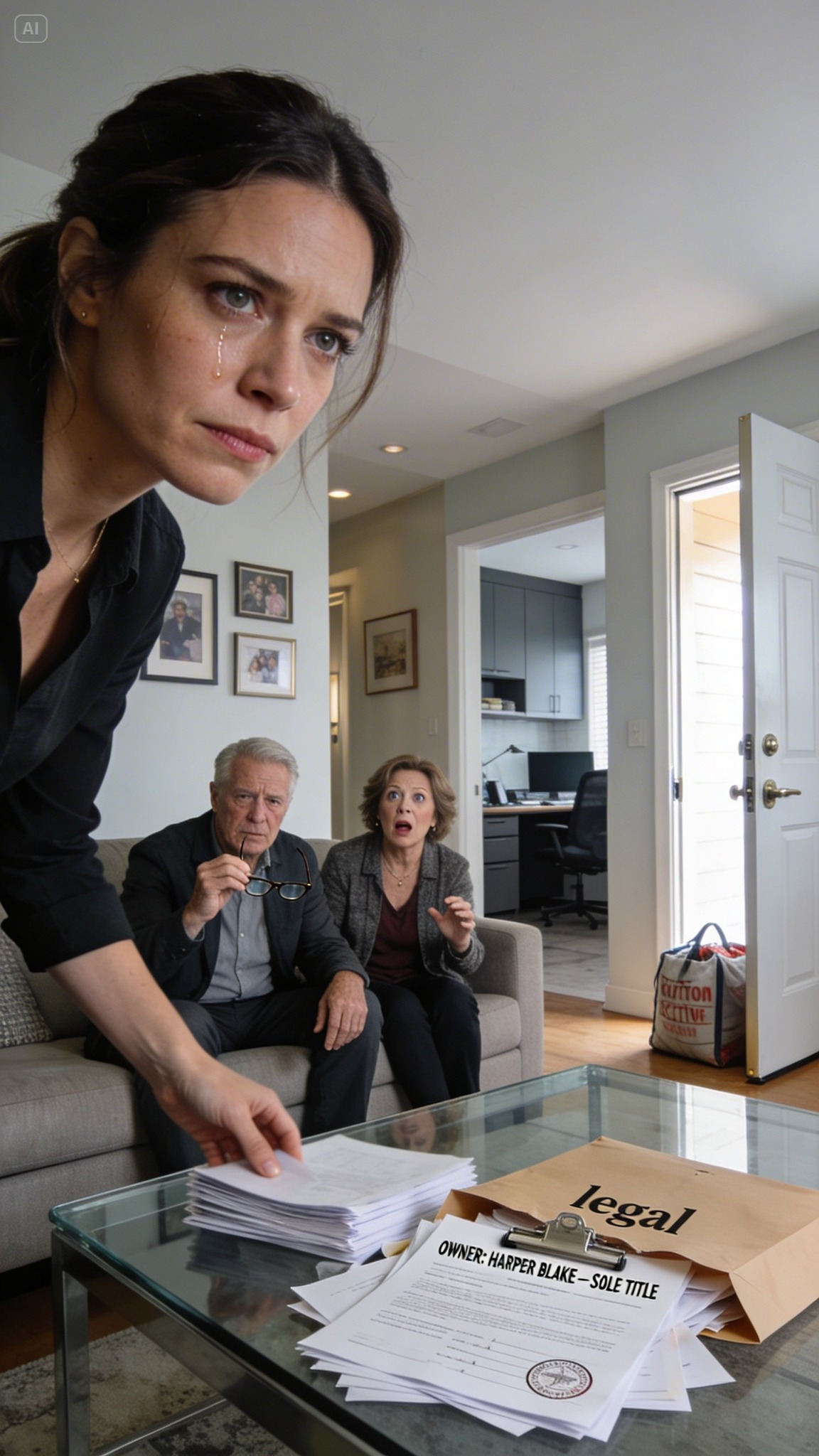My dad & stepmom arrived at my house, they said shamelessly, “this house and everything in it now belongs to us; get out and find yourself a new place to live! I smiled and went into the room, return, threw the papers at them, when they saw… their eyes widened in shock!