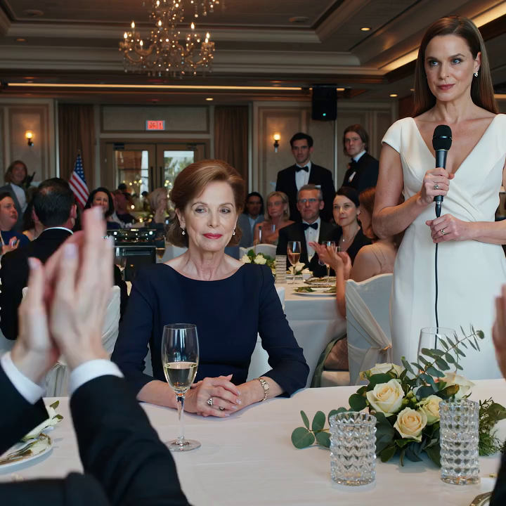 “As his new wife, I’m just trying to help—your mother can use my old apartment,” my daughter-in-law said at the reception. I smiled. “That’s kind, but I’m comfortable on my own place.” My son hesitated, then added, “Mom… I didn’t mention it earlier, but Olivia’s parents—and her sister—are moving in there.” I looked around the hall. Their seats were empty. So I set my glass down and spoke—calm and clear.