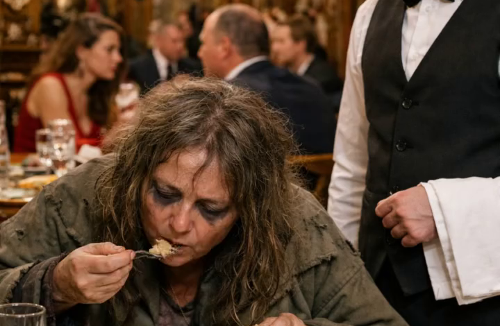 A homeless woman walked into a luxury restaurant to eat other people’s leftovers: the waiters and guests looked at her with contempt and demanded that the police be called