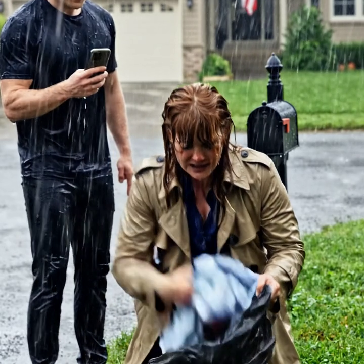 “GET OUT NOW, OR I’M CALLING THE AUTHORITIES!” my daughter screamed on a stormy afternoon, then tossed my clothes out into the rain. My son-in-law, always on her side, casually filmed everything with a smug smirk. I calmly gathered my belongings and smiled. “No problem.” A few hours later, someone finally knocked on the door—but they weren’t there for me. They were there to deal with the people who had moved into my home without permission…