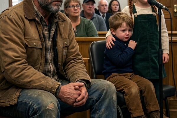‘Alsjeblieft… neem hem niet mee.’ — Er werd een vreemdeling gezien die twee kinderen meenam in zijn vrachtwagen tijdens een hevige storm. Iedereen geloofde dat hij iets verkeerds had gedaan totdat het kleine meisje in de rechtszaal iets zei