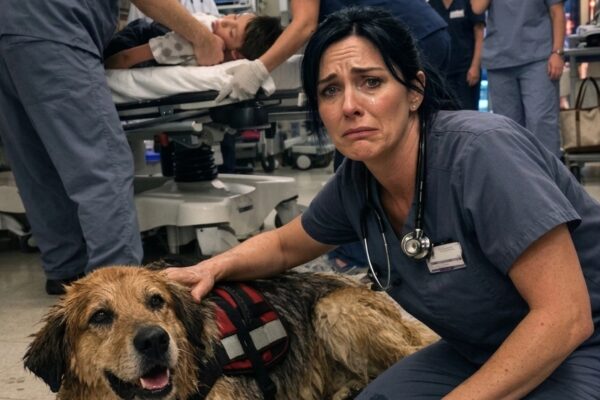 Een hond sleepte een bewusteloos kind naar de Eerste Hulp – de traumaverpleegkundige herkende de zoek- en reddingshond van haar man, dezelfde missie als waarmee hij jaren geleden als verloren werd verklaard.