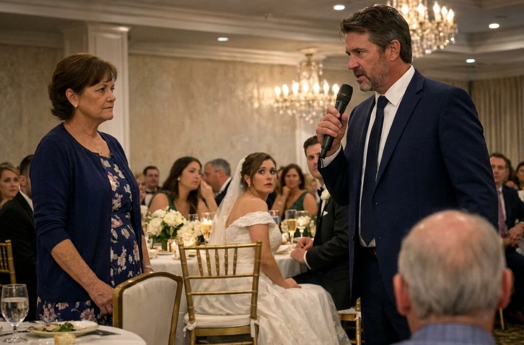 Ik voedde mijn dochter alleen op, en op haar bruiloft probeerde haar rijke schoonvader mij te vernederen in het bijzijn van 300 gasten – totdat ik rustig opstond en vroeg: ‘Weet je wel wie ik ben?’ en zag hoe de balzaal stil werd onder de kristallen kroonluchterlichten